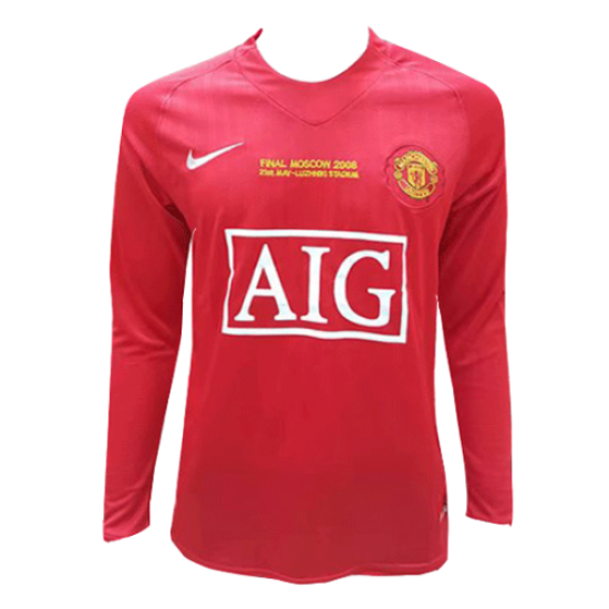 Retro Manchester United UCL Final Home Long Sleeve Jersey 2007/08
