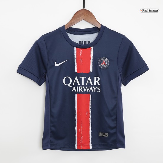 KVARATSKHELIA 7 Kids PSG Home Jersey Kit 2024/25