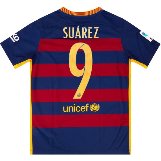 SUÁREZ 9 Retro Barcelona Home Jersey 2015/16